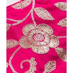 Pine Kids Woven Sleeveless Choli Lehenga Set Dupatta Floral Sequin Detailing - Dark Pink