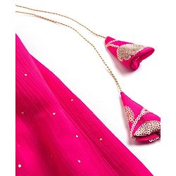 Pine Kids Woven Sleeveless Choli Lehenga Set Dupatta Floral Sequin Detailing - Dark Pink