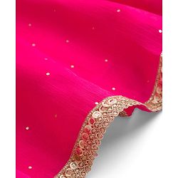 Pine Kids Woven Sleeveless Choli Lehenga Set Dupatta Floral Sequin Detailing - Dark Pink