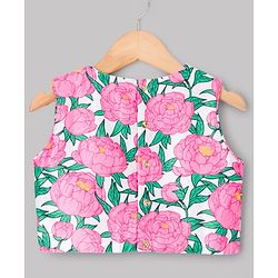 Pine Kids Woven Sleeveless Floral Printed Choli Lehenga Set With Dupatta - Multicolour