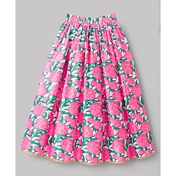 Pine Kids Woven Sleeveless Floral Printed Choli Lehenga Set With Dupatta - Multicolour