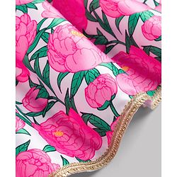 Pine Kids Woven Sleeveless Floral Printed Choli Lehenga Set With Dupatta - Multicolour