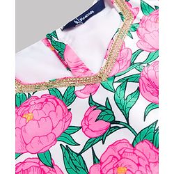 Pine Kids Woven Sleeveless Floral Printed Choli Lehenga Set With Dupatta - Multicolour