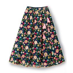 Pine Kids Woven Sleeveless Floral Embroidered Choli Lehenga Set with Sequin & Lace Detailing - Navy Blue