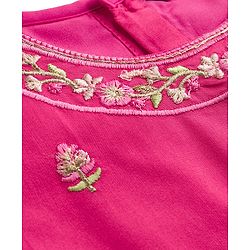 Pine Kids Woven Half Sleeves Floral Printed & Embroidered Choli Lehenga Set with Dupatta - Pink