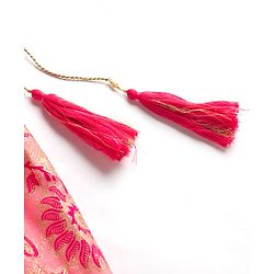 Pine Kids Woven Half Sleeves Floral Printed & Embroidered Choli Lehenga Set with Dupatta - Pink