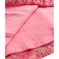 Pine Kids Woven Half Sleeves Floral Printed & Embroidered Choli Lehenga Set with Dupatta - Pink
