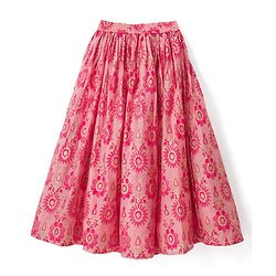 Pine Kids Woven Half Sleeves Floral Printed & Embroidered Choli Lehenga Set with Dupatta - Pink