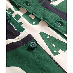 Pine Kids Woven Half Sleeves Abstract Printed Shirt With Inner Tee - Green & Off White