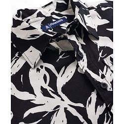 Pine Kids Woven Half Sleeves Shirt With Leaf Print - Multicolor