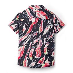 Pine Kids Woven Half Sleeves Shirt With Leaf Print - Multicolor