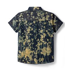 Pine Kids Denim Woven Half Sleeves Printed Shirt - Navy Blue