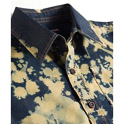 Pine Kids Denim Woven Half Sleeves Printed Shirt - Navy Blue