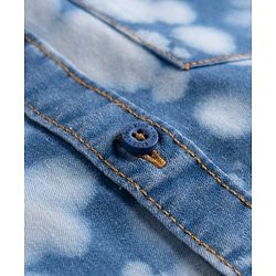 Pine Kids Denim Woven Half Sleeves Printed Shirt - Navy Blue
