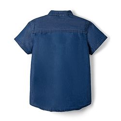 Pine Kids Woven Half Sleeves Solid Denim Shirt With Printed Inner Tee - Navy Blue