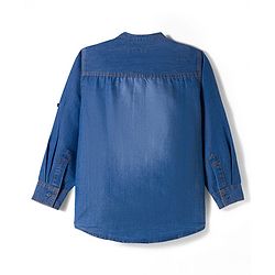 Pine Kids Denim Woven Full Sleeves Solid Color Denim Shirt with Inner Tee - Light Blue