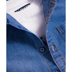 Pine Kids Denim Woven Full Sleeves Solid Color Denim Shirt with Inner Tee - Light Blue