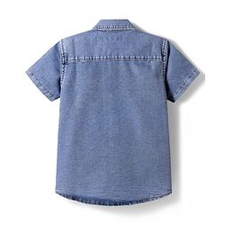 Pine Kids Denim Woven Half Sleeves Solid Color Shirt - Light Blue