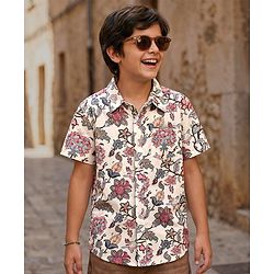 Pine Kids 4-5Y Boys Multicolor Floral Print Half Sleeves Woven Shirt