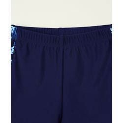 Pine Kids Abstract Printed Swimming Trunk With Cap - Navy Blue