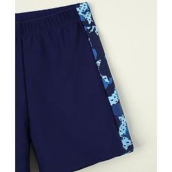 Pine Kids Abstract Printed Swimming Trunk With Cap - Navy Blue