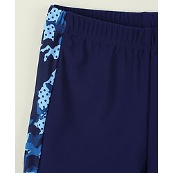Pine Kids Abstract Printed Swimming Trunk With Cap - Navy Blue