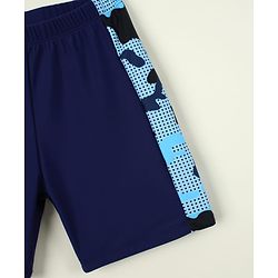 Pine Kids Abstract Printed Swimming Trunk With Cap - Navy Blue