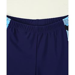 Pine Kids Abstract Printed Swimming Trunk With Cap - Navy Blue