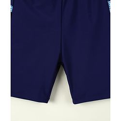 Pine Kids Abstract Printed Swimming Trunk With Cap - Navy Blue