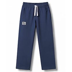 Pine Kids Cotton Knit Half Sleeves Cut & Sew T-Shirt & Lounge Pant Set with Patch Detailing - Navy Blue & Gold