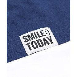Pine Kids Cotton Knit Half Sleeves Cut & Sew T-Shirt & Lounge Pant Set with Patch Detailing - Navy Blue & Gold