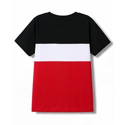 Pine Kids Cotton Knit Half Sleeves Cut & Sew T-Shirt & Lounge Pant Set with Patch Detailing - Red & Black