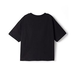 Pine Kids Cotton Knit Drop Shoulder Half Sleeves T-Shirt & Lounge Pant set with Text Foil Print - Black & Pink