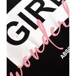 Pine Kids Cotton Knit Drop Shoulder Half Sleeves T-Shirt & Lounge Pant set with Text Foil Print - Black & Pink