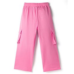 Pine Kids Cotton Knit Drop Shoulder Half Sleeves T-Shirt & Lounge Pant set with Text Foil Print - Black & Pink