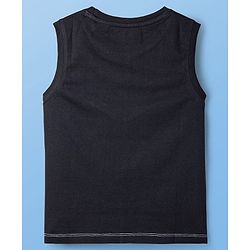 Pine Kids Cotton Knit Sleeveless Text Printed Cut & Sew T-Shirt - Black, Grey & White