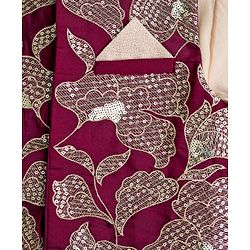 Pine Kids  Woven Full Sleeves Kurta Pajama Set with Jacket Floral Embroidery & Sequin Detailing - Wine
