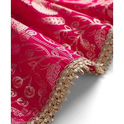 Pine Kids Woven Sleeveless Choli Lehenga With Dupatta Set With Floral Embroidery & Print - Dark Pink