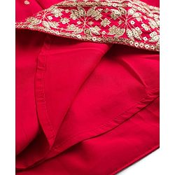 Pine Kids Woven Three Fourth Sleeves Kurti Churidar Set With Floral Embroidery & Dupatta - Fuchsia