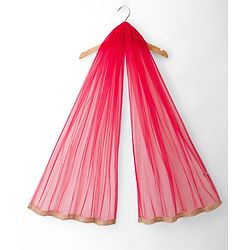Pine Kids Woven Three Fourth Sleeves Kurti Churidar Set With Floral Embroidery & Dupatta - Fuchsia