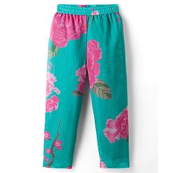 Pine Kids Woven Full Sleeves Floral Printed & Embroidered Kurti & Chudidar Set With Dupatta - Sea Green