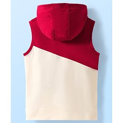 Pine Kids 100% Cotton Knit Sleeveless Hooded T-Shirt With Kangaroo Pockets - Red