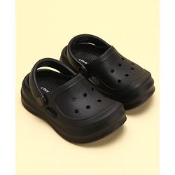 Pine Kids School Shoes Solid Colour Clogs with Back Strap - Black