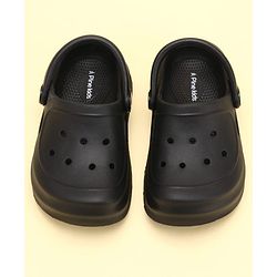 Pine Kids School Shoes Solid Colour Clogs with Back Strap - Black