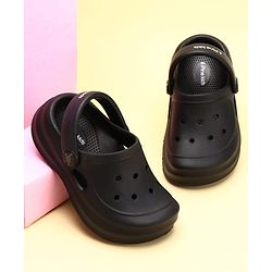 Pine Kids School Shoes Solid Colour Clogs with Back Strap - Black
