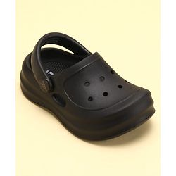 Pine Kids School Shoes Solid Colour Clogs with Back Strap - Black