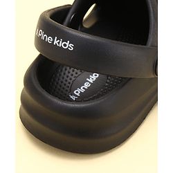 Pine Kids School Shoes Solid Colour Clogs with Back Strap - Black