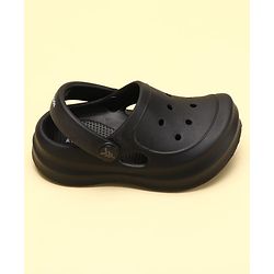 Pine Kids School Shoes Solid Colour Clogs with Back Strap - Black