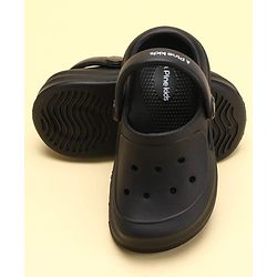 Pine Kids School Shoes Solid Colour Clogs with Back Strap - Black