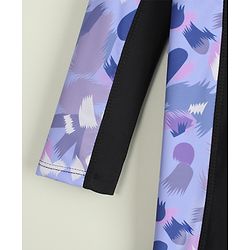 Pine Kids Full Raglan Sleeves Printed Legged Swimsuit - Black